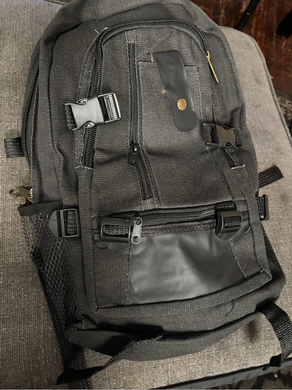 Men's Black Canvas Everyday Backpack